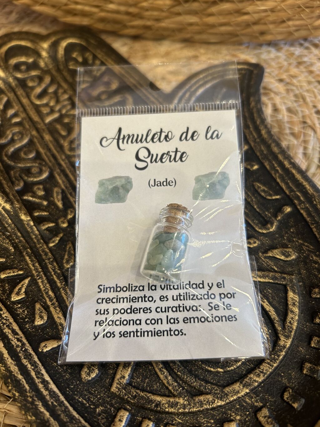 AMULETO DE LA SUERTE - FRASCO DE MINERALES DE JADE (5G)