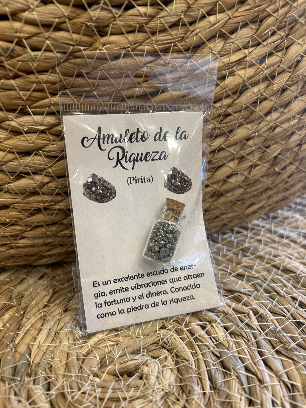 AMULETO DE LA RIQUEZA - FRASCO DE MINERALES DE PIRITA (5G)