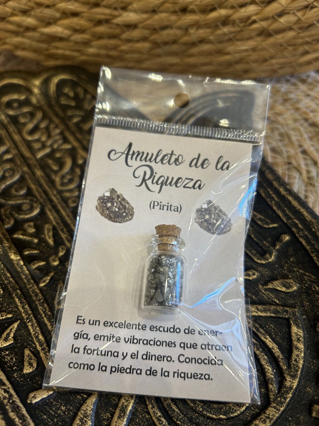 AMULETO DE LA RIQUEZA - FRASCO DE MINERALES DE PIRITA (5G)